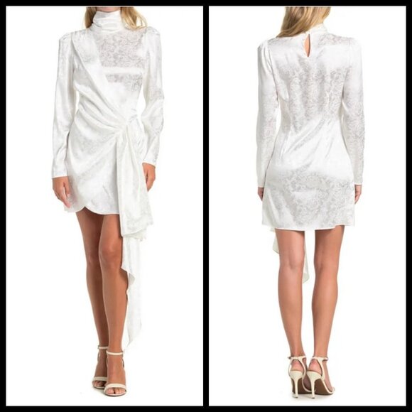 💕RONNY KOBO💕 Ria Side Knot Satin Dress ~ XS White NWT